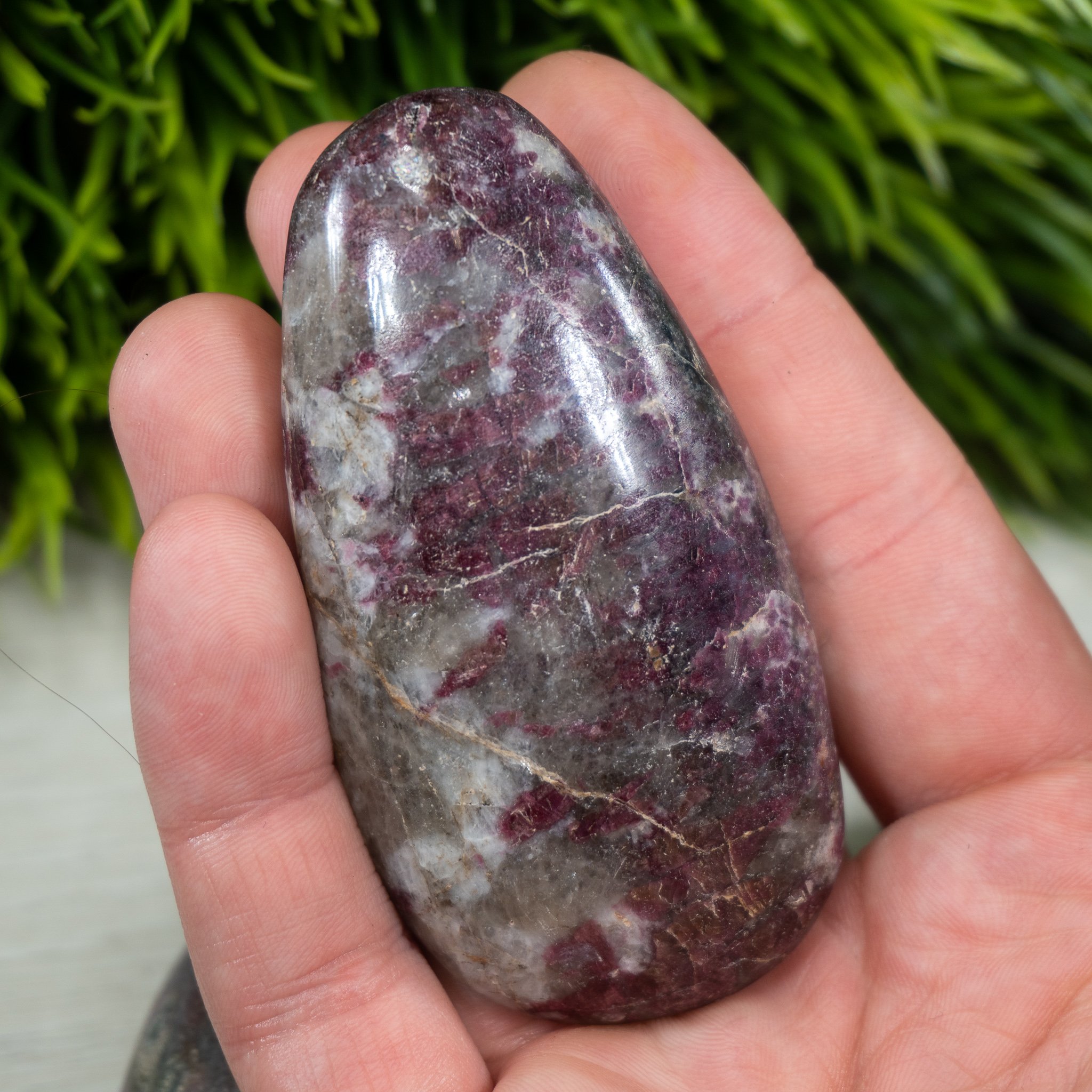 Red Tourmaline with Quartz Palmstone - The Crystal Council