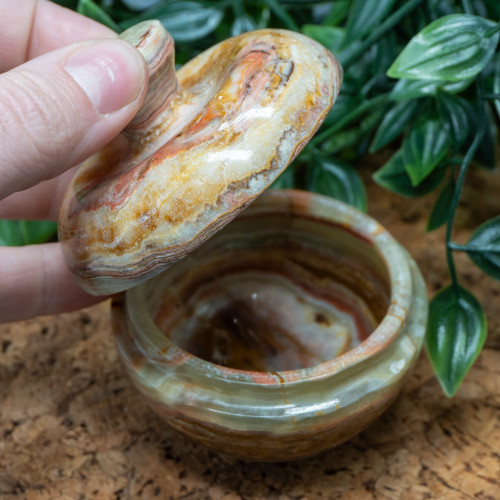 Random Green Onyx Bowl with Lid