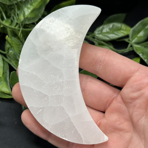 Large Selenite Crescent Moon Plate