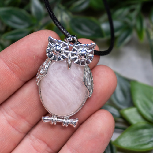 Rose Quartz Owl Necklace