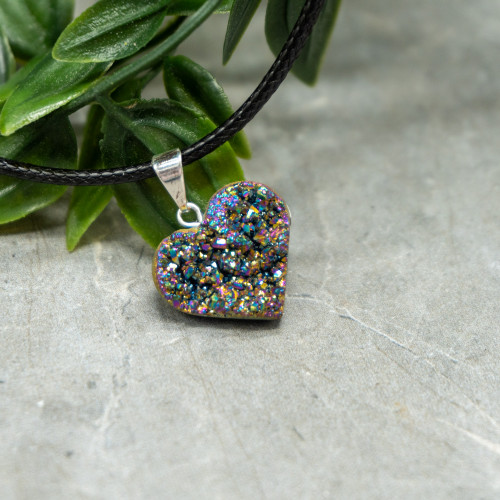 Small Titanium Quartz Heart Necklace