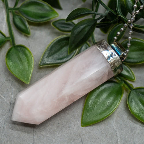Rose Quartz Large Polished Point Necklace