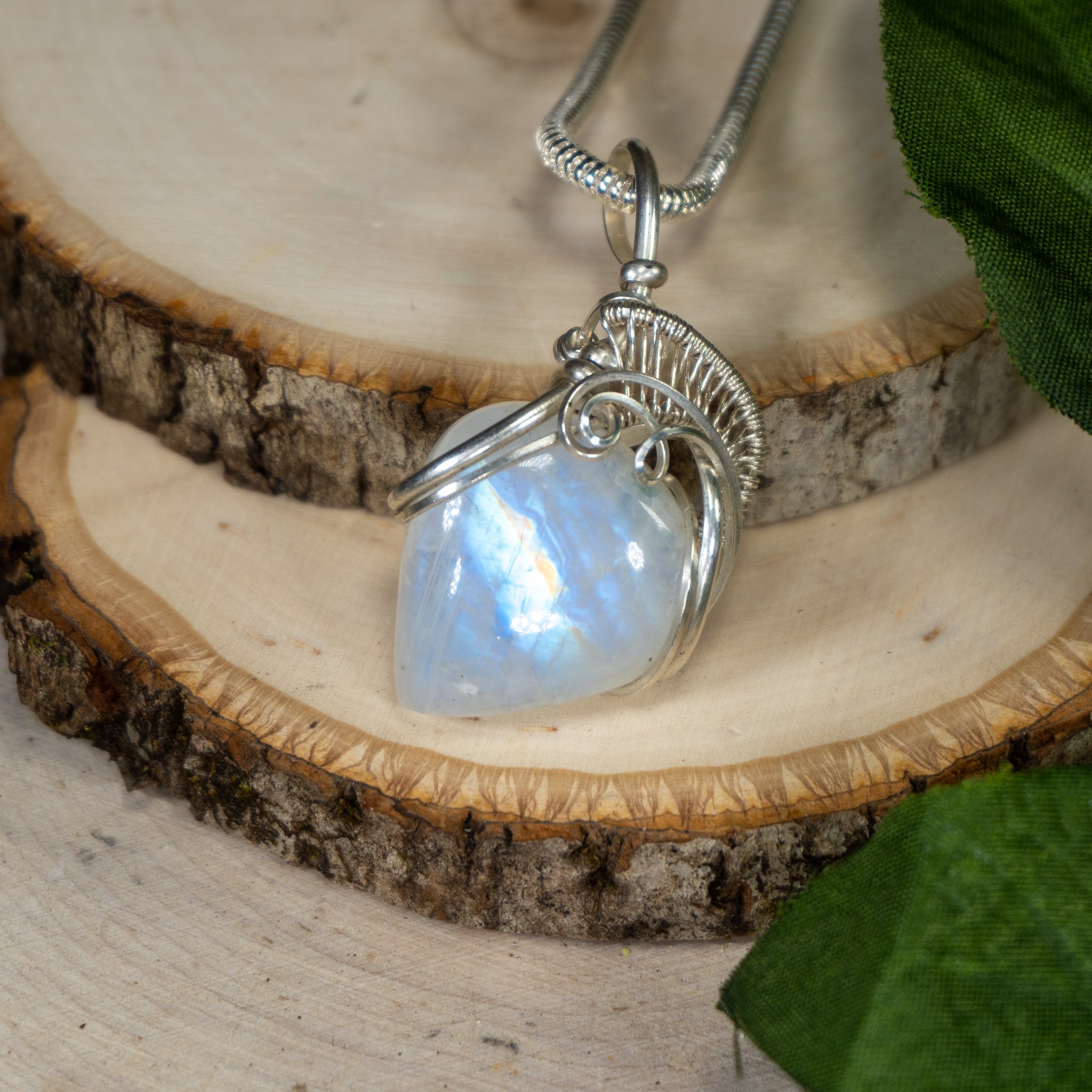 Large Rainbow Moonstone Pendant Wrap - The Crystal Council