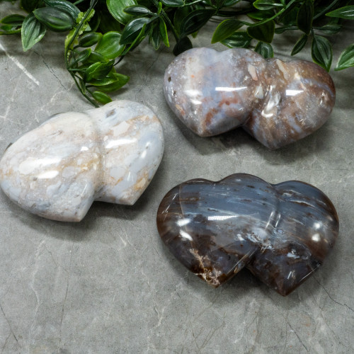 Purple Chalceodony Double Heart