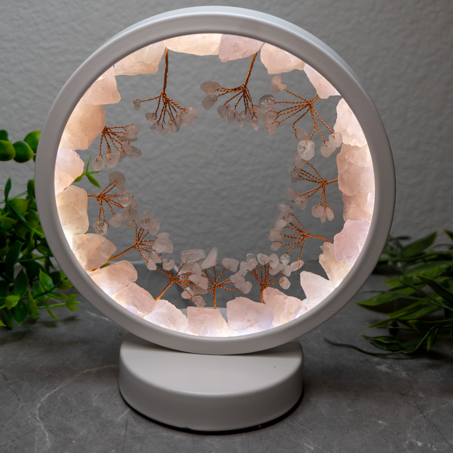 Rose Quartz Circle Portal Light - The Crystal Council