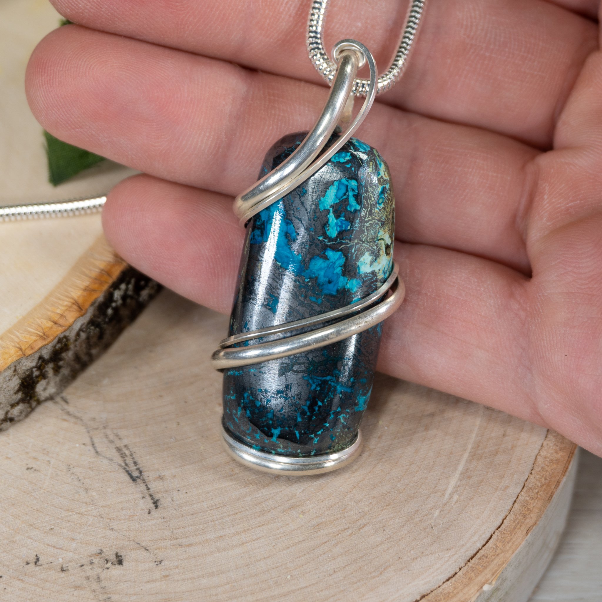 Shattuckite Long Pendant Wrap