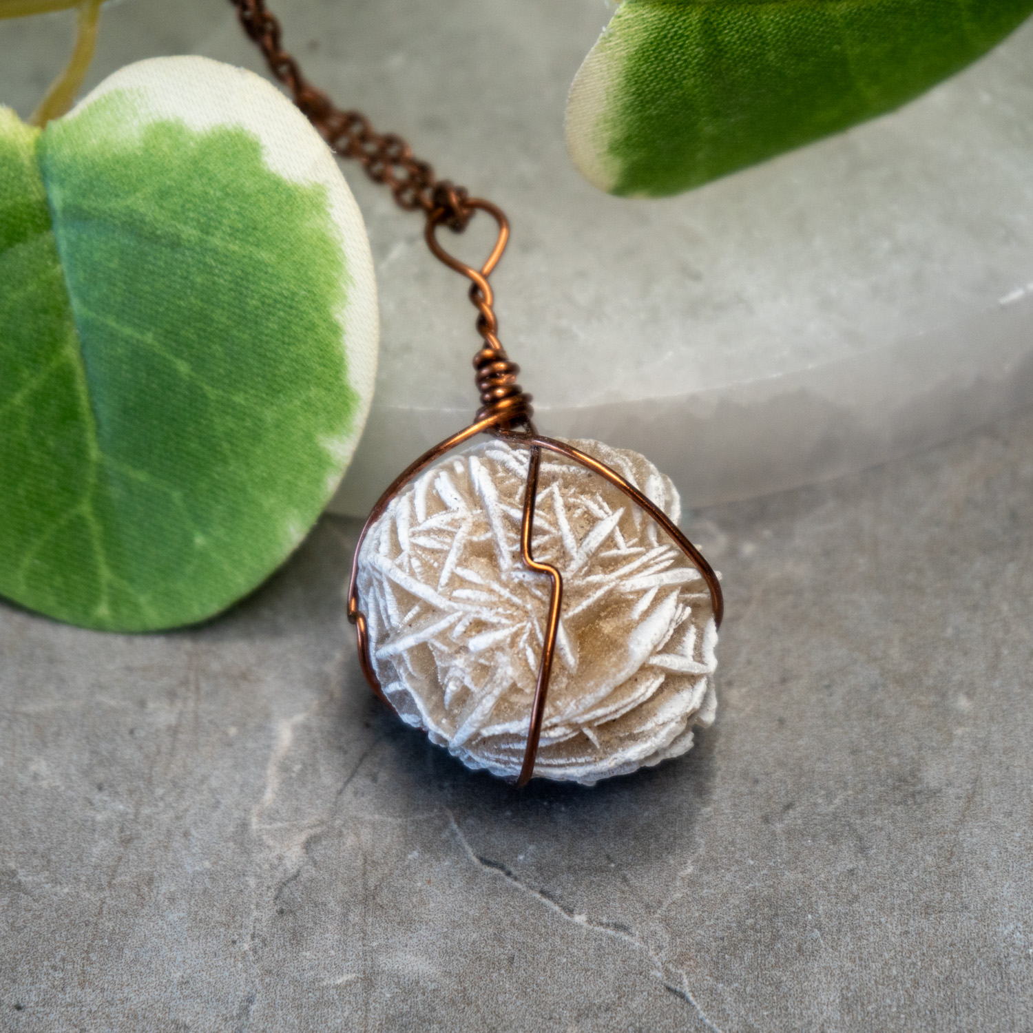 Desert Rose Selenite Wire Wrap #1 The Crystal Council