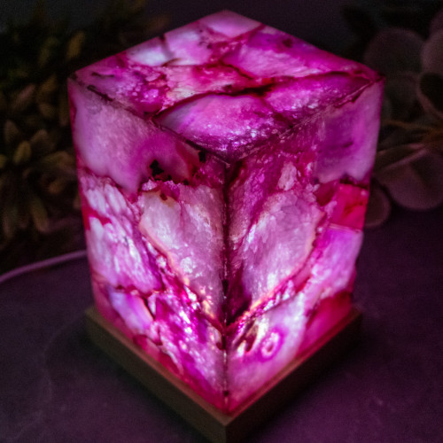 Dyed Pink Agate Large Rectangle Lamp