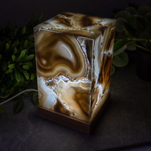Banded Agate Large Rectangle Lamp #1