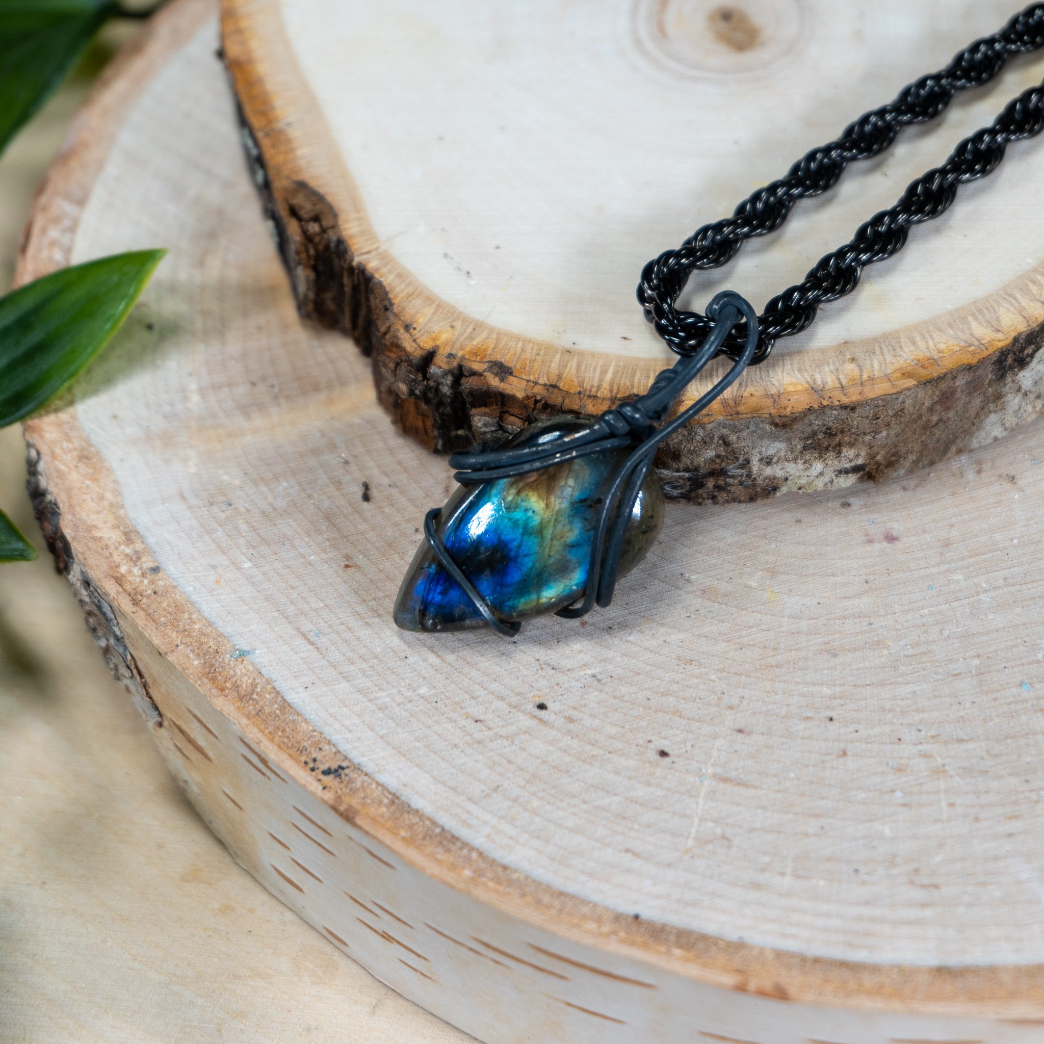 Labradorite Orange Flash Teardrop Wrap