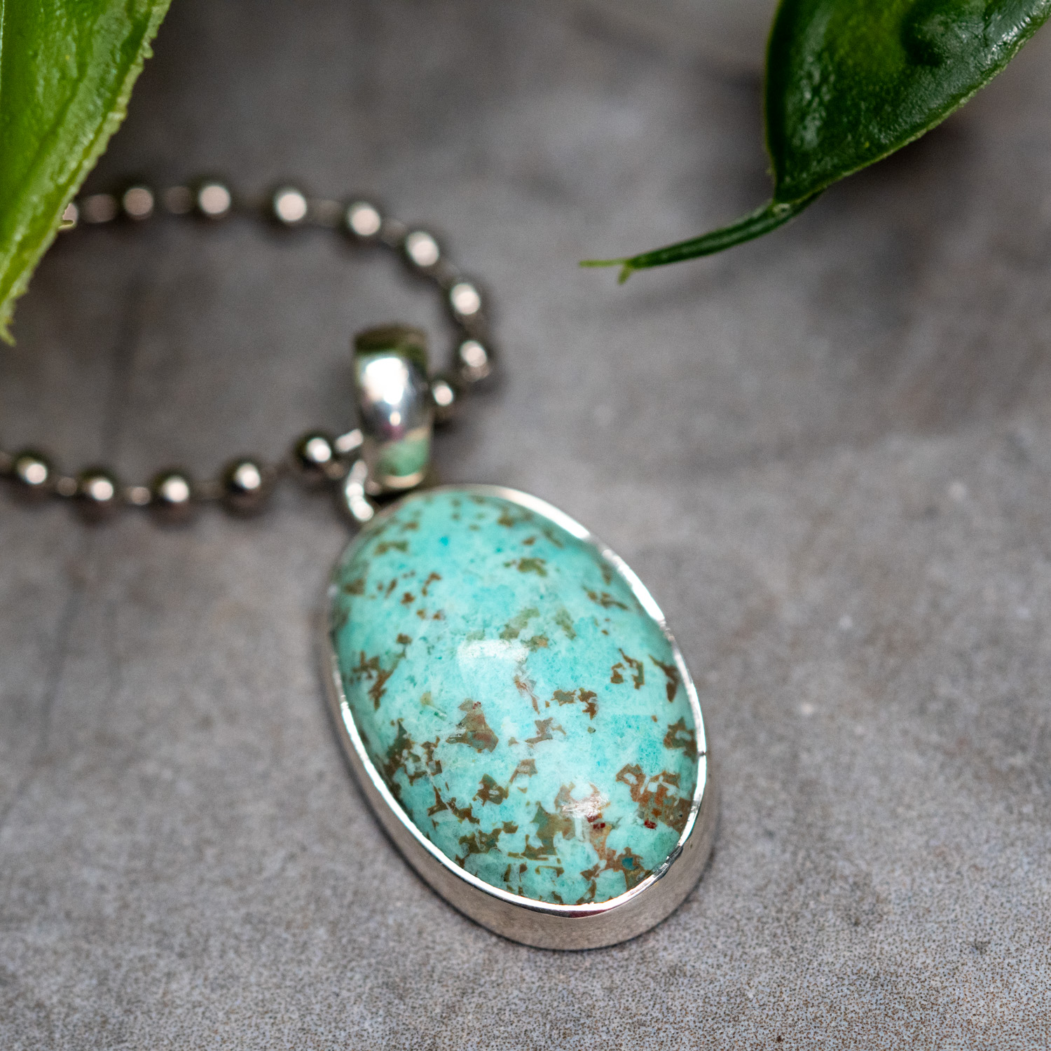 Peaceful Peruvian Chrysocolla Crystal Pendant With 20'' Stainless Steel Chain – ZenergyGems