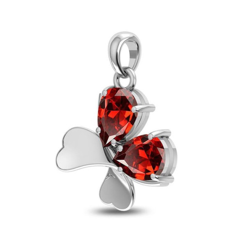 Facetted Garnet Clover Random Pendant