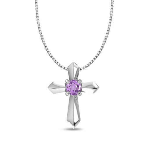 Amethyst Cross Random Pendant
