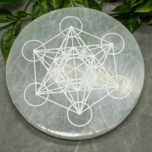 XL Sacred Geometry Selenite Plate