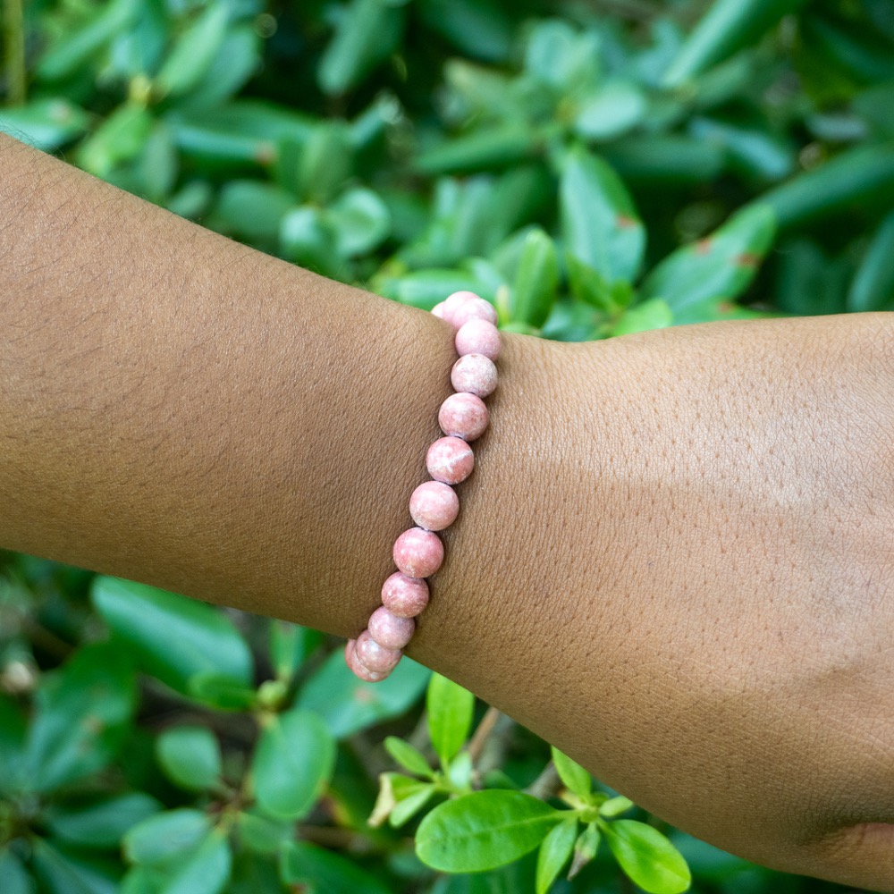 Thulite 8mm Beaded Bracelet - The Crystal Council