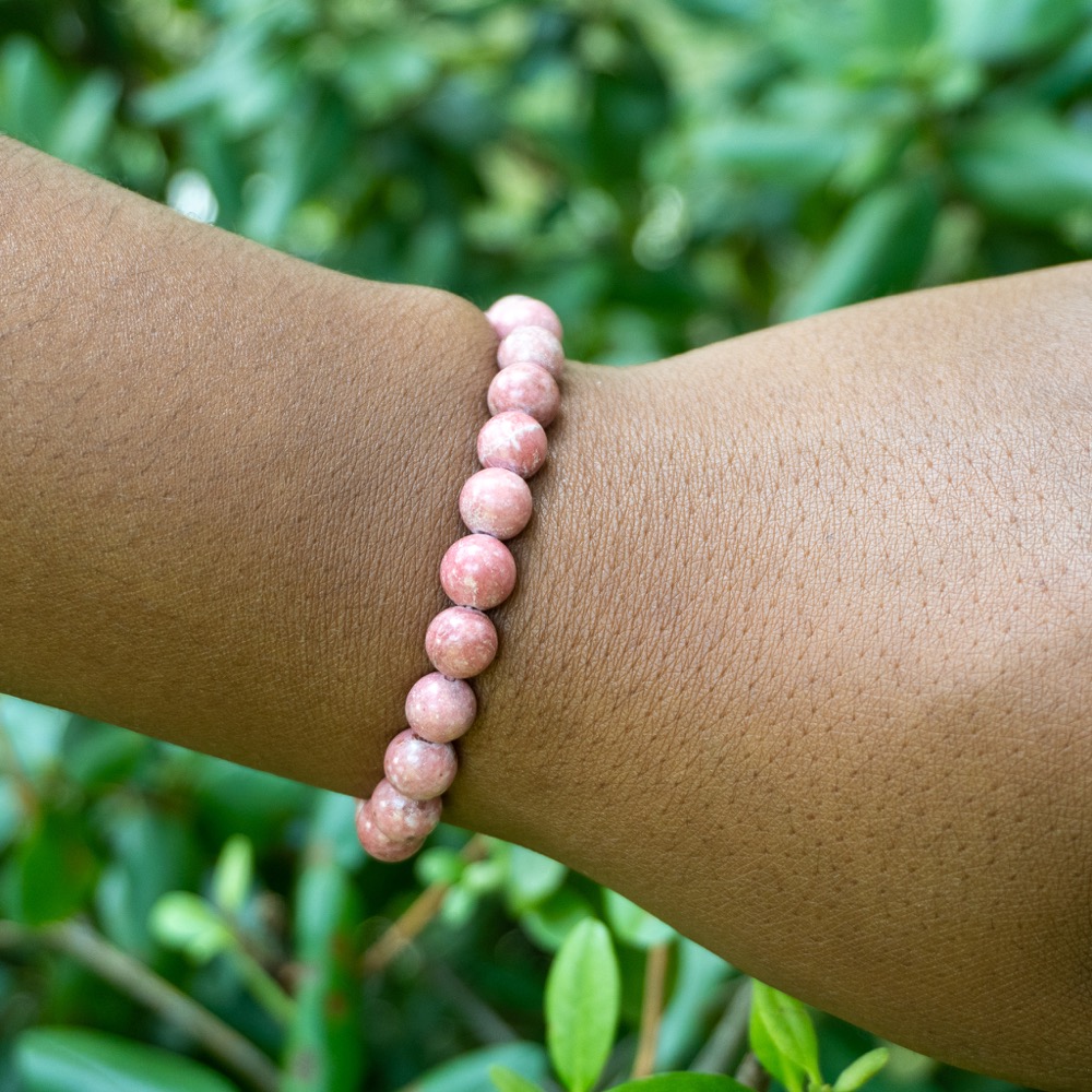 Thulite 8mm Beaded Bracelet - The Crystal Council