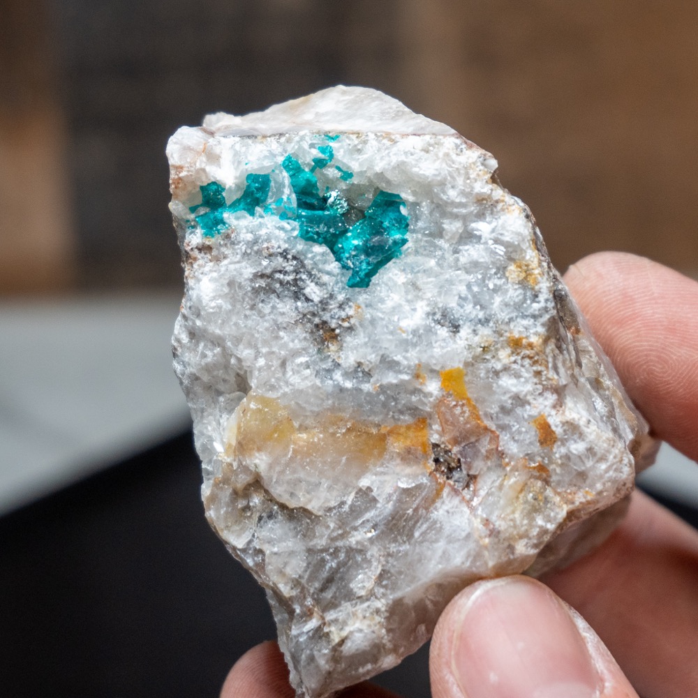 Medium Gemmy Dioptase on Quartz #1