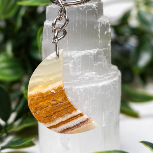 Green Onyx Moon Key Chain #25