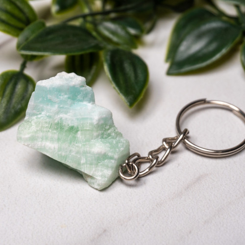 Raw Pistachio Calcite Key Chain #21