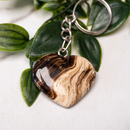 Chocolate Calcite Heart Key Chain #11