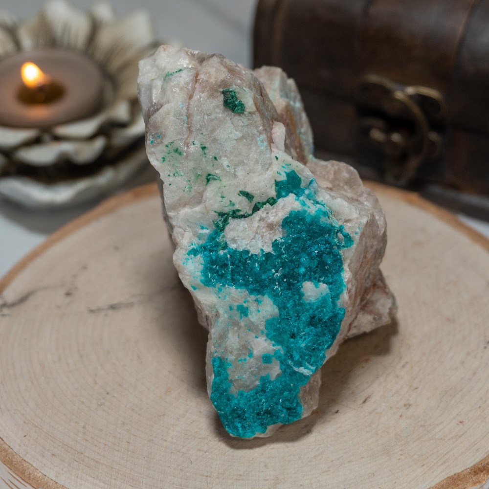 Medium Dioptase on Quartz with Shattuckite and Chrysocolla #5