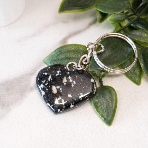 Spotted Jasper Heart Key Chain #9