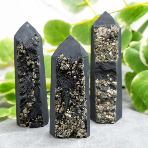 Pyrite on Shungite Tower
