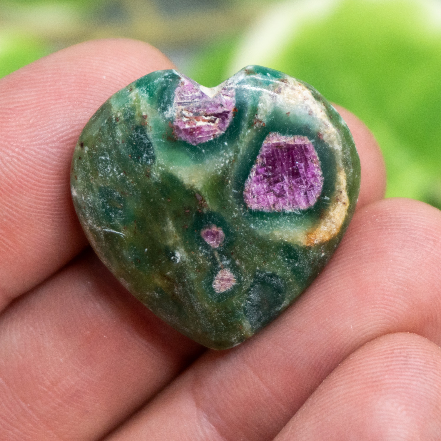 Small Ruby in Fuchsite Heart Random