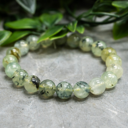 Prehnite with Epidote Bracelet 10mm