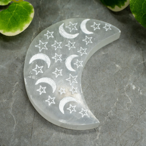 Selenite Moons on Moon Plate