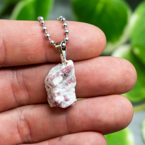 Small Raw Pink Tourmaline Necklace Random