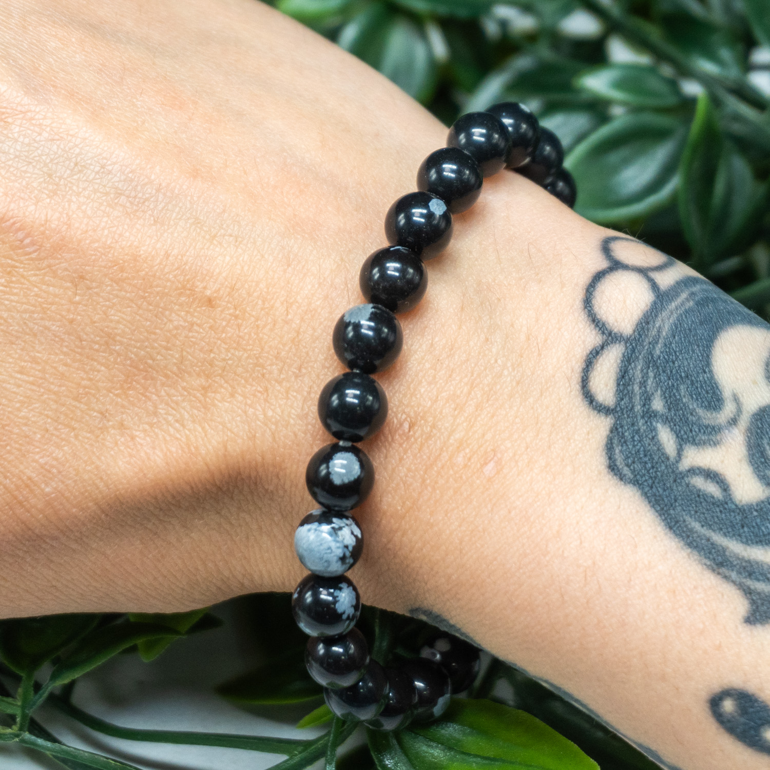 Snowflake Obsidian Bracelet 8mm