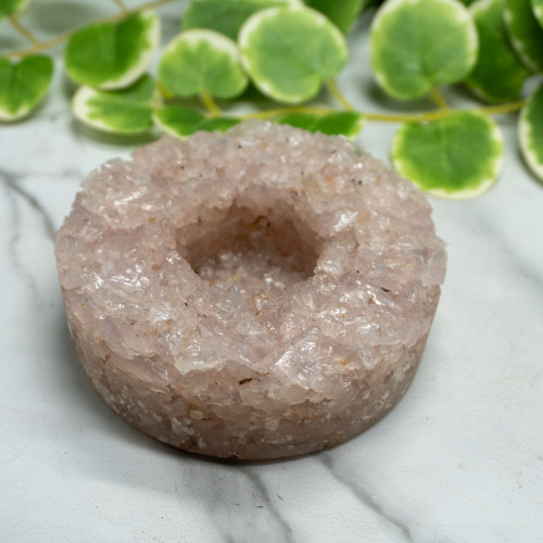 Rose Quartz Chip Candle Holder