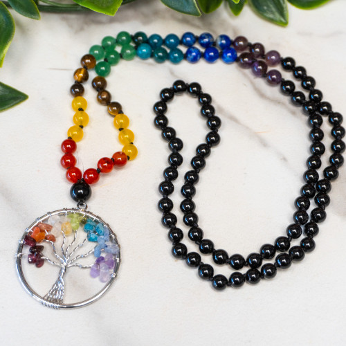 Obsidian Tree of Life Mala Necklace