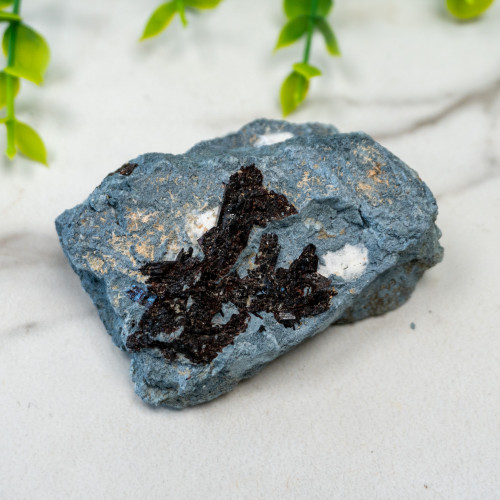 Neptunite on Natrolite #1