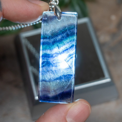 Rainbow Fluorite Rectangle Necklace #3