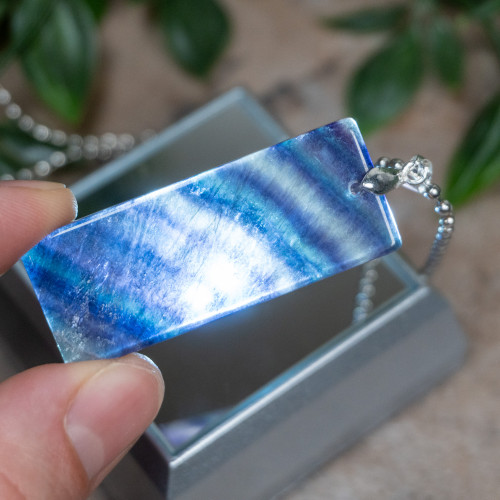 Rainbow Fluorite Rectangle Necklace #2