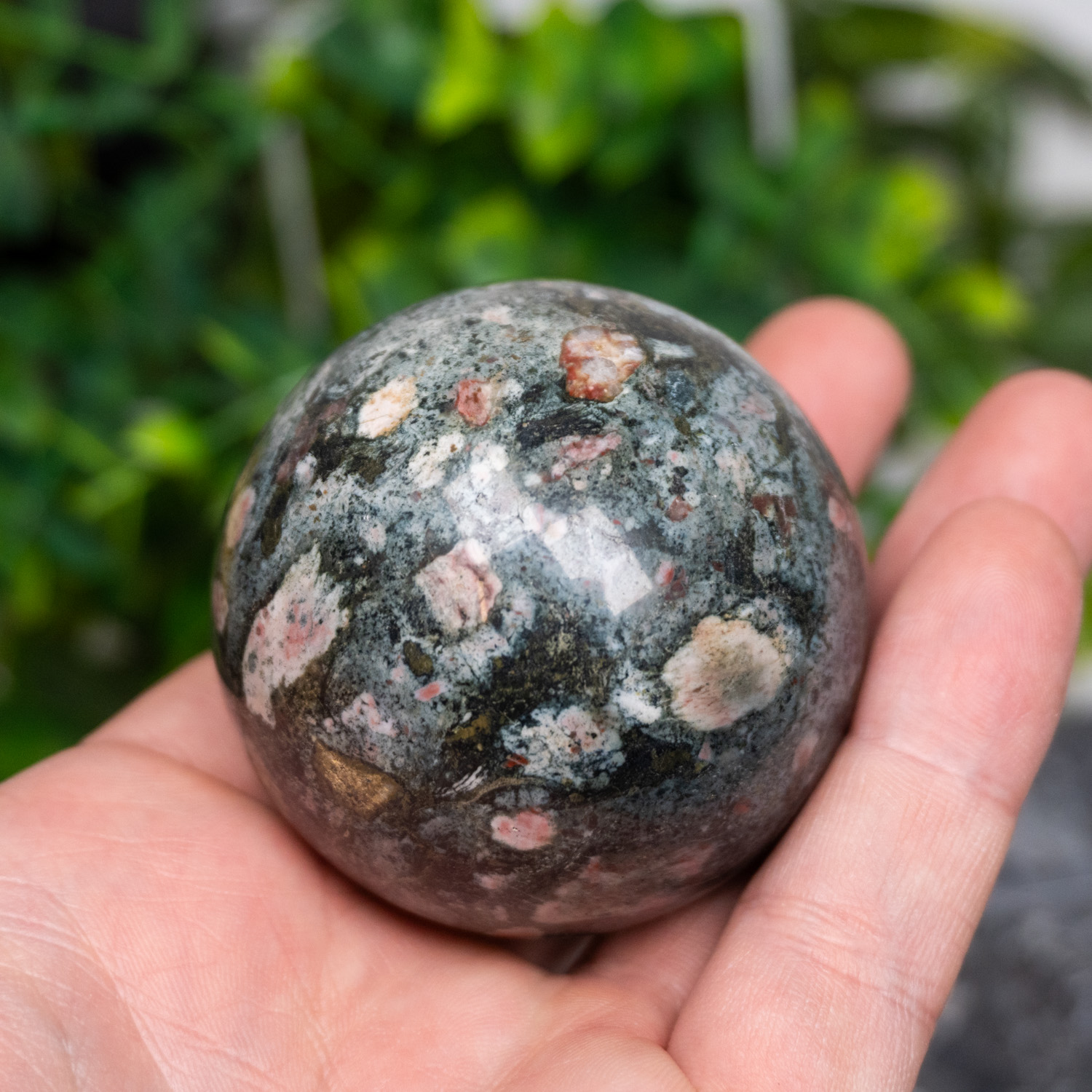 Plum Blossom Jasper Sphere #5