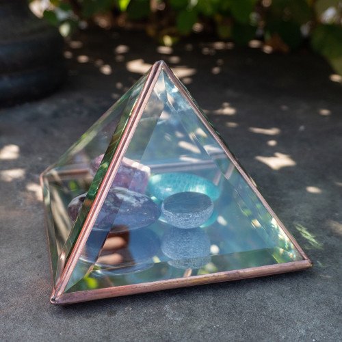 Large Copper Crystal Charging Pyramid