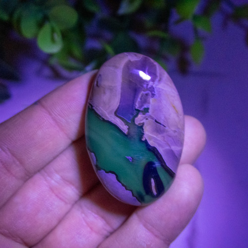 Volcano Agate (UV Reactive) Palmstone #2