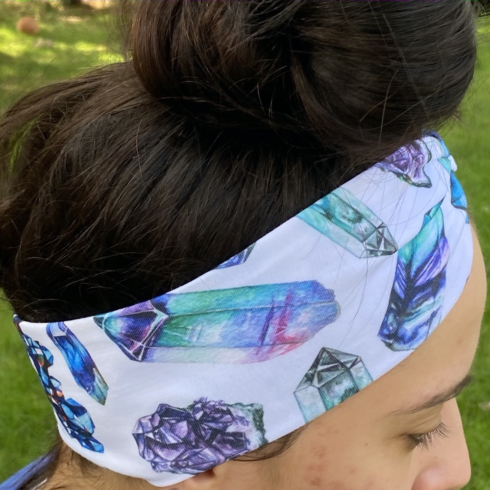 Amethyst and Blue Quartz Crystal Headband