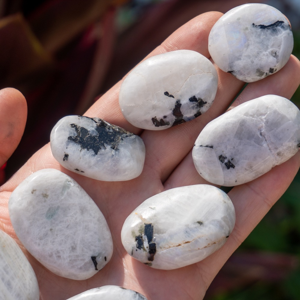 Small Rainbow Moonstone Palm Stones