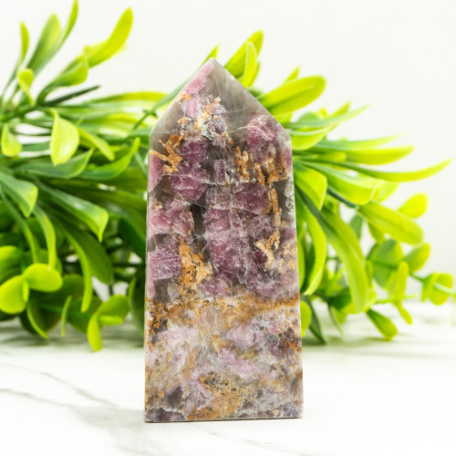 Pink Tourmaline in Quartz with Lepidolite Tower #6