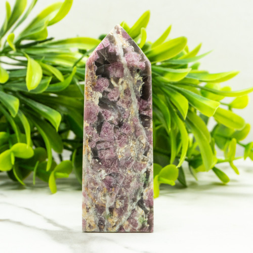 Pink Tourmaline in Quartz with Lepidolite Tower #3