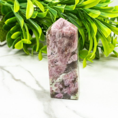 Pink Tourmaline in Quartz with Lepidolite Tower #1