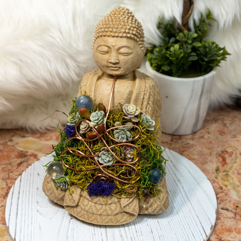 Crystal Buddha 5 with Fluorite and Quartz The Crystal Council
