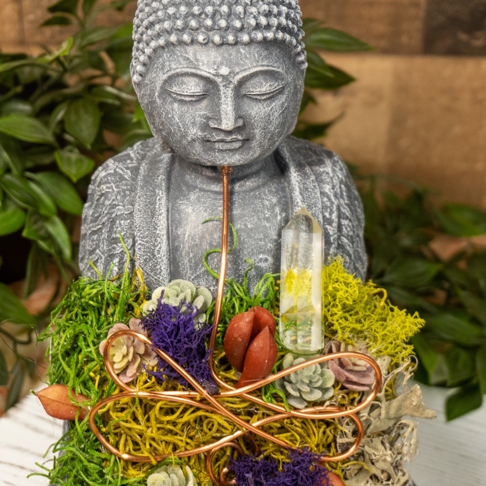 Crystal Buddha #9 with Quartz and Fluorite