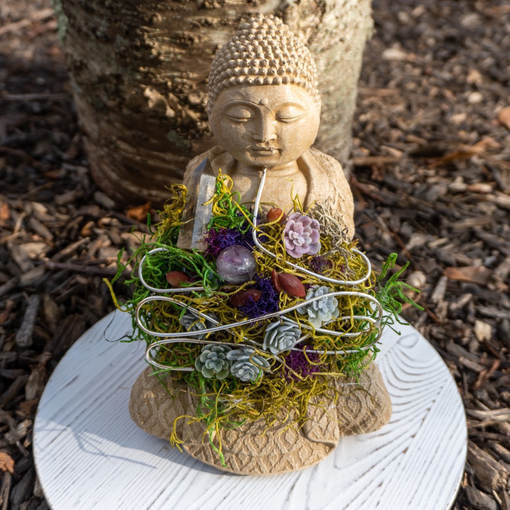 Crystal Buddha 16 with Smoky Quartz and Fluorite The Crystal Council