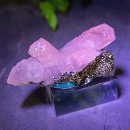 Mangano Calcite on Pyrite on stand #2