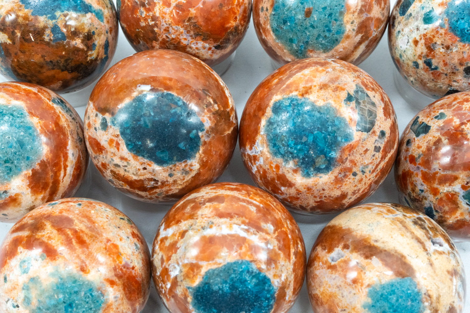 Blue Apatite and Orange Calcite